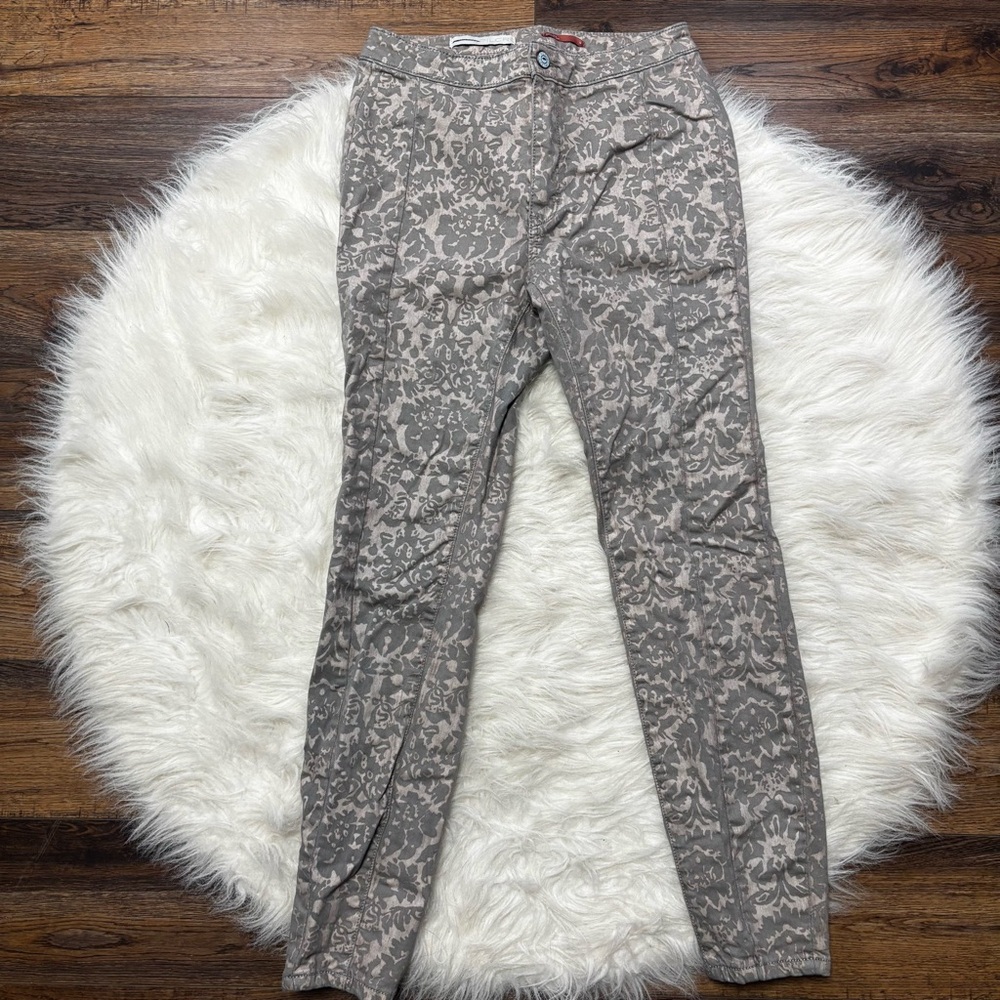 Pilcro Anthropologie Damask Printed Flocked Skinny Jeans size 28 Women’s